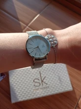 SK-Reloj de pulsera superfino para mujer, de malla plateada, de acero inoxidable, informal, de lujo, 2020