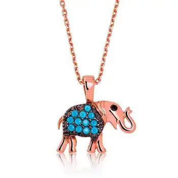 

KUTAYDAN 925 Sterling Silver Blue Elephant Lady 'S Necklace