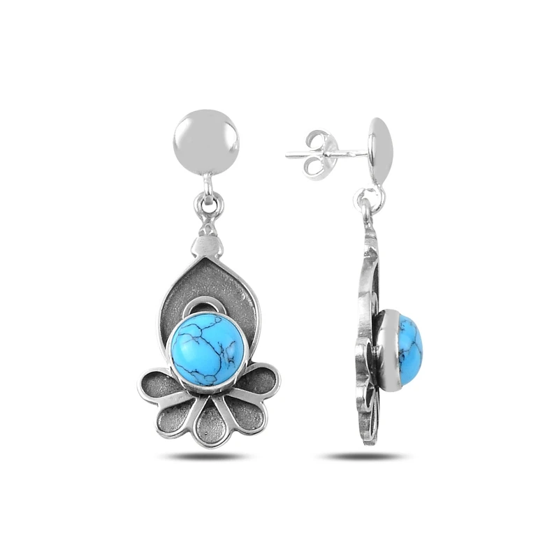 

Silver 925 Sterling Turquoise Stone Handwork Earrings
