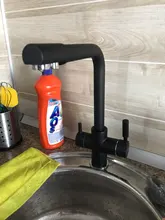 Tap Faucet-Mixer Sink Water-Purification Frap Dual-Handle Black Kitchen Rotation Letter-Design