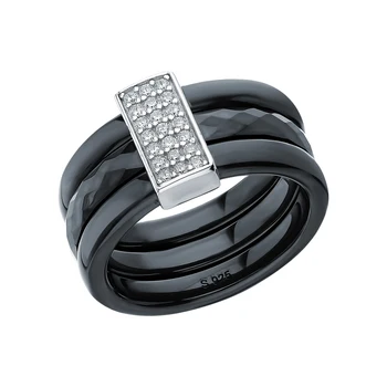 

Silver ring with ceramics and cubic zirconia sunlight
