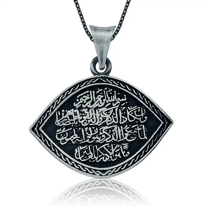

Silver Evil Eye Prayer Lady Necklace
