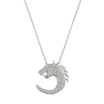 

Angemiel 925 Silver Zircon Stone Lion Necklace
