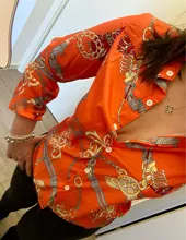 Loose Shirt Tops Vintage Blouse Chain-Print Long-Sleeve Women Spring Plus-Size 5XL Summer