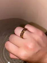 Anillo de cadena gruesa de 6mm de grosor para mujer y niña, sortija con eslabones cubanos rellenos de oro de acero inoxidable, anillo elegante