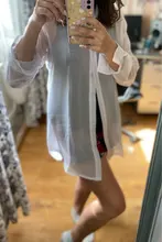 S-5XL de talla grande para mujer, blusa Sexy estilo Boyfriend, camisa con botones blancos, camisón transparente, blusas de chifón para verano y primavera