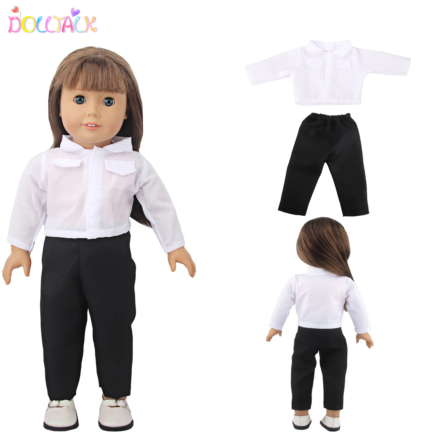 Camicia Bianca + Pantaloni Set Di Vestiti Per 43Cm Baby New Born Doll Office Lady Suit Fit For American 18 Inch Girl And Og,Russia Doll Toy