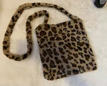 Bolso cruzado con estampado de leopardo para mujer, bandolera tipo mensajero suave de felpa, a la moda, para Otoño e Invierno