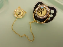 Letras iniciales de nombre de silicona para niños recién nacidos, chupete de ortodoncia, tetina, Sostenedor para chupete de bebé