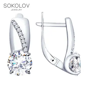 

SOKOLOV Silver drop earrings with stones with Swarovski Crystals Zirconia, fashion jewelry, silver, 925, women's male, long earrings