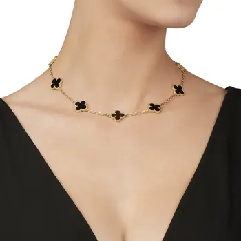 

Silver necklace with Clover Gold plated 925