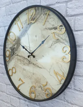 Markakanvas metalowy marmurowy wzór złoty (złoty) kolorowy zegar ścienny 50 cm tanie i dobre opinie TR (pochodzenie)