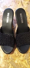 Ladies Slippers Square Heel Chunky Brown Comfortable Summer Women Flower Hollow-Out Red