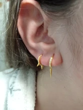 ROXI 100% de Plata de Ley 925 Punk remache pequeño pendientes de aro abierto Cubic Zirconia pendientes para las mujeres joyería de moda regalos