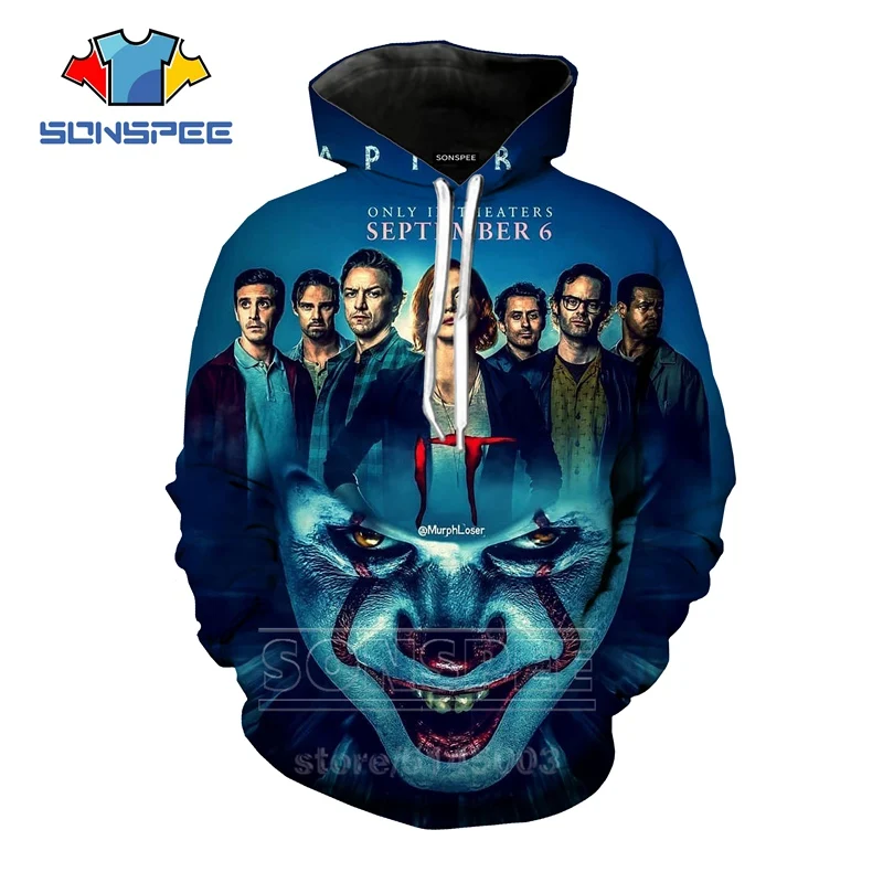 It Chapter Two толстовки осень для мужчин и женщин Pennywise террор клоун Толстовка 3D принт Аниме Длинный рукав Топ пуловер с круглым вырезом C063