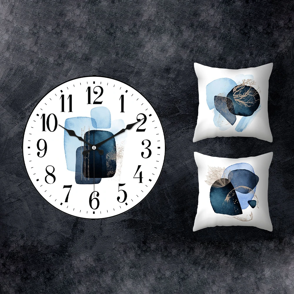 

Decorative Wall Clock And 2 Pieces Pillowcase Set Combination Home Wall Clock Interiors Decoration Home Decoration Hanging Watch