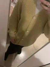 Kimono Cardigan Sweaters Lantern Berrygo V-Neck Knitted Female Women Sleeve-Button Streetwear