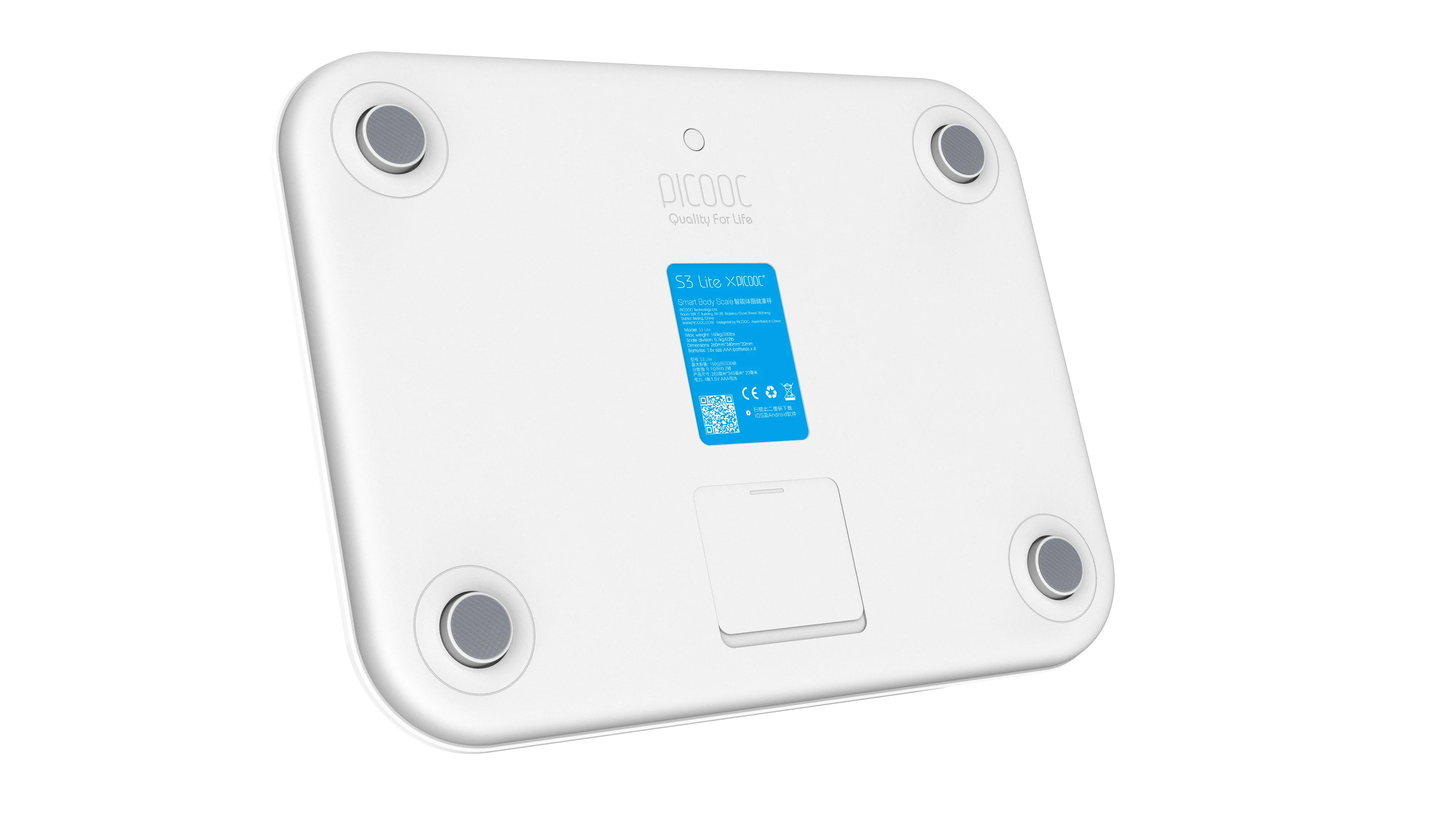 Умные весы Picooc S3 Lite(Wi-Fi, 34х26 см) цвет белый
