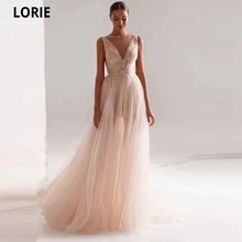 LORIE – robe De soirée longue en Tulle, Sexy, décolleté en v, cristaux scintillants, tenue De standing