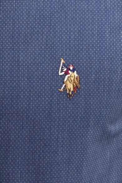 U.S. POLO ASSN. Темно-синяя Облегающая рубашка из Добби