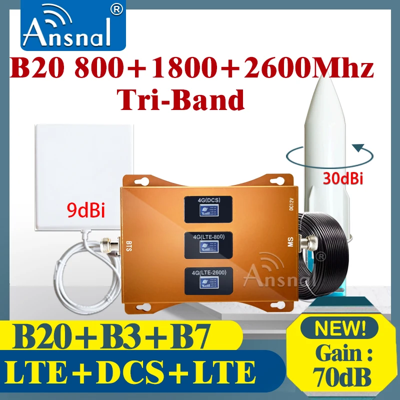 New!!Cellular Amplifier 4G B20 800 1800 2600Mhz Tri-Band 4G Cellphone Repeater GSM 2g 4g Network Mobile Signal Booster LTE DCS New!!Cellular Amplifier 4G B20 800 1800 2600Mhz Tri-Band 4G Cellphone Repeater GSM 2g 4g Network Mobile Signal Booster LTE DCS