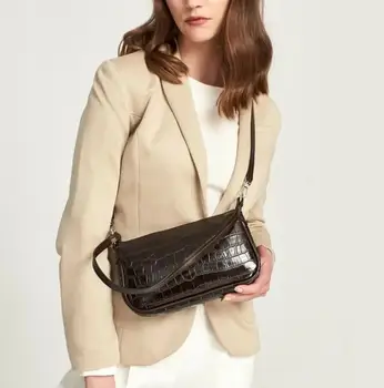 

Retro Alligator Skin Pattern Female Small Handbags Short Strap Shoulder Bags Phone Purse Baguette Bag High Quality PU Leather