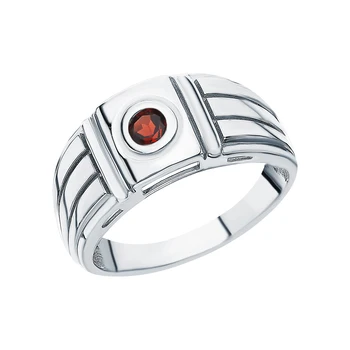 

Silver ring with Garnet sunlight sample 925