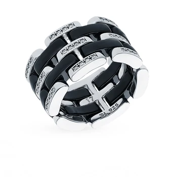 

Silver ring with ceramics and cubic zirconia sunlight sample 925