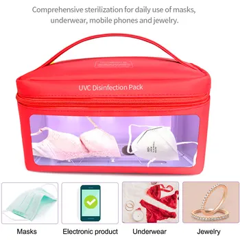 

UV Ozone Sterilization Pack 185nm USB Charging UVC Disinfect Bag Kill 99% Of Bacteria For Mask Toothbrush Clothes Phone Jewelry