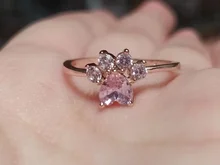 Anillos de Compromiso con diseño de Pata de Gato para mujer, anillos elegantes de circonia cúbica rosa para mujer, joyería de boda para mujer