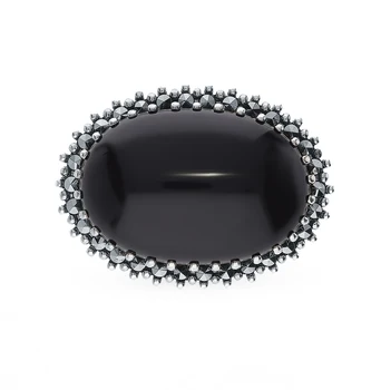 

Silver brooch with marcasites and Onyx sunlight sample 925 test