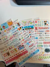 6 unidades/juego Kawaii, libro planificador de mercado de dibujo bonito, diario, decorar pegatinas de papelería, álbum de recortes transparente de PVC