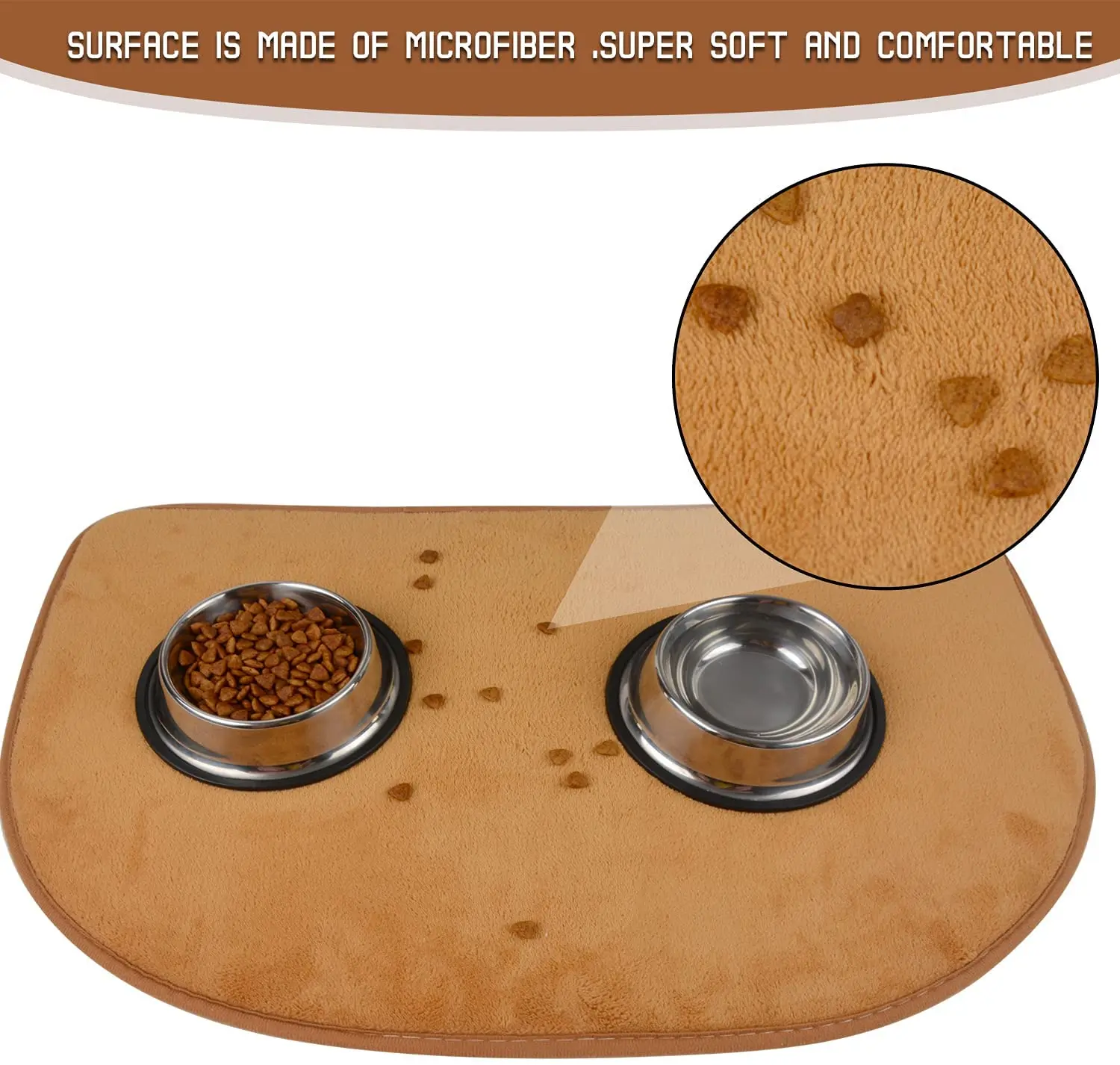 SINLAND Microfiber Pet Food Mat Super Water Absorbent Dog Feeding