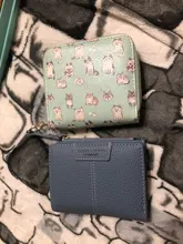 Cartera de piel sintética suave para mujer, cartera amarilla de marca, monedero Mini con broche, tarjetero, billetera corta, Bolso pequeño Delgado, llavero con cremallera