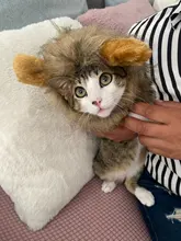 Disfraz de perro o gato Peluca de melena de León, gorro para gato, perro, ropa de Halloween y Navidad, vestido de lujo con orejas, ropa para mascotas