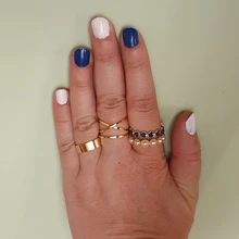 17KM-Conjunto de anillos de cadena de ancho de oro Punk para mujer y niña, sortijas finas irregulares para dedo, regalo, joyería para fiesta 2021