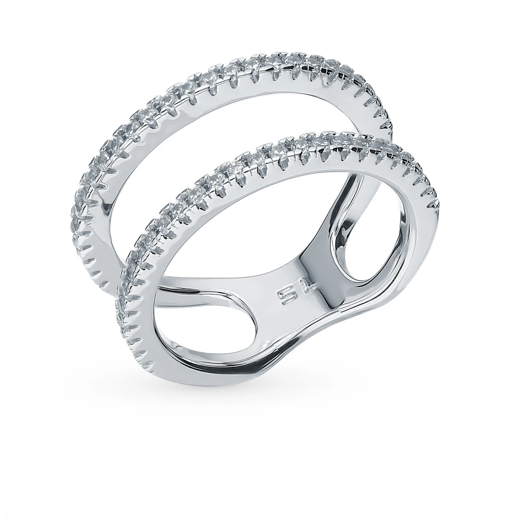 Серебряное кольцо с фианитами SUNLIGHT проба 925