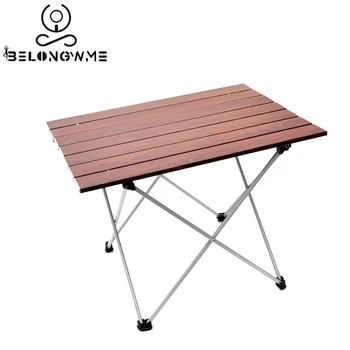 

Foldable Portable Wood Printed Camping Table Light Weight Stable mesas plegables Travel Hiking BBQ Outdoor Camp Picnic Table