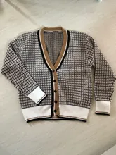 Oversize Cardigans Sweaters Checkered Plaid Colorfaith Fashionable Womens Spring Knitting