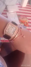 Reloj de pulsera con esfera cuadrada estrellada de diamante para mujer, conjunto de cronógrafos de pulsera, de cuero, de cuarzo, femenino