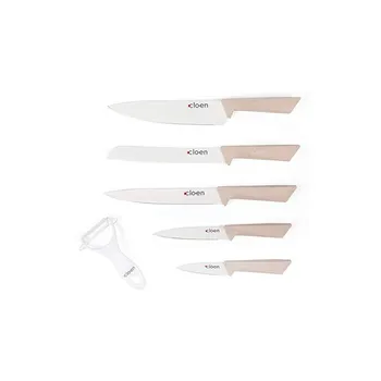 

Knives Cloen. Set of 6 knives with peeler ceramic blade. Model CLOEN CHEF. 5 stainless steel knives