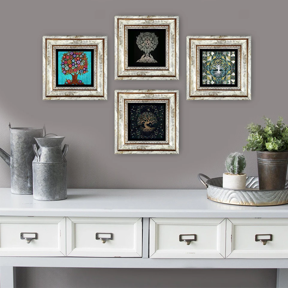 

Handmade Natural Stone Painting Framed Wall Decor Life Tree Themed Room Vintage Poster Picture Gift Ornament Special Print