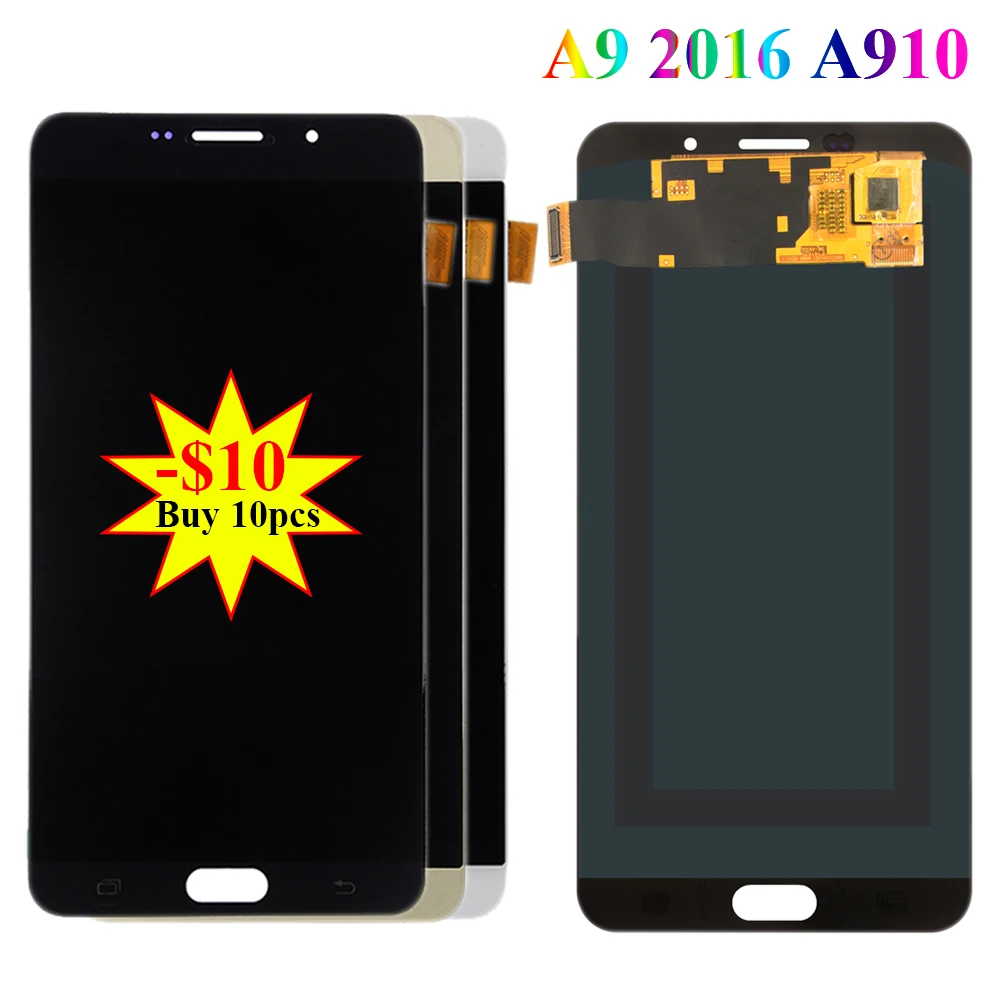 

SUPER AMOLED 6.0" LCD Display For SAMSUNG Galaxy A9 2016 Screen Touch Pantalla Digitizer A9 Pro A910 A9100 Replacement LCD Parts