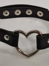 Collar gótico Punk Rock de estilo Harajuku, Gargantilla de cuero PU con corazón y punta redonda, accesorios para el cuerpo