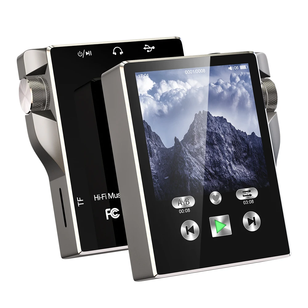 Reproductor de MP3 HiFi con pantalla táctil, con Bluetooth y auriculares, 16G, grabadora de compatible con Radio FM, altavoz incorporado, Reproductor de música
