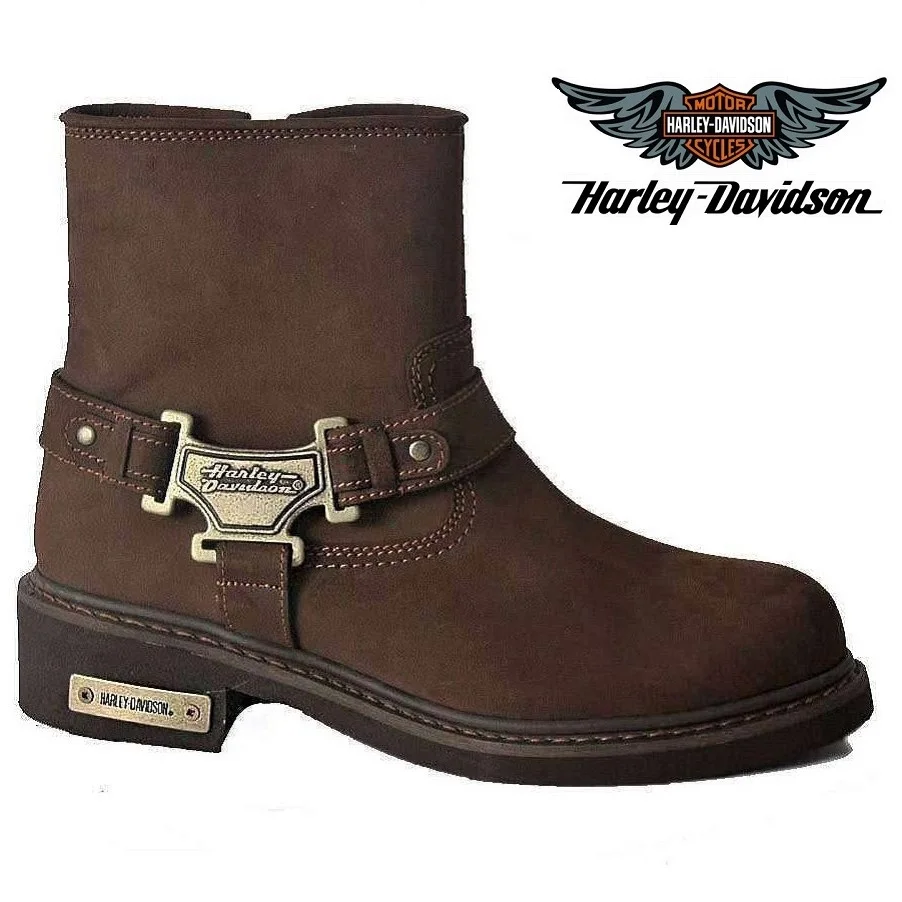 Originele Harley Davidson Heren Laarzen Bruin Zwart Estes Echt Lederen  Schoenen Waterdicht Casual Motorfiets Cowboy Merk Botas|Motorolie| -  AliExpress