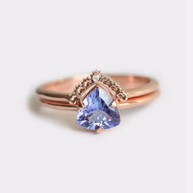 

We Can Customize 14K 18K Rose Gold Trillion Solitaire Ring Marquise Diamonds Wedding Coppper Ring Solid