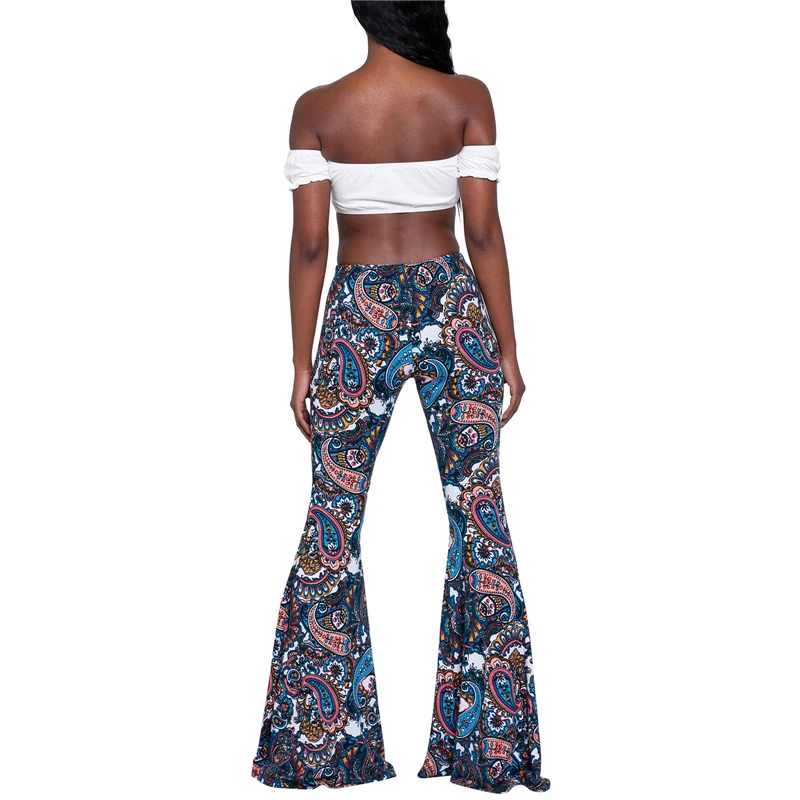 plaid pants Women Pants New Baggy Flared Pants Boho Style Floral Hippie Wide Leg Gypsy Palazzo Casual Trousers Ladies Bell-bottomed Trousers carhartt pants