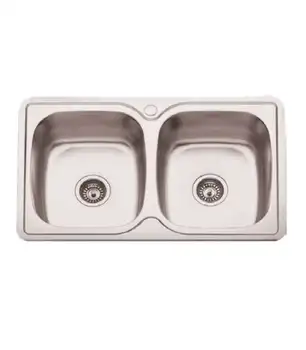 

2 sinus sink in inox with faucet hole de8250