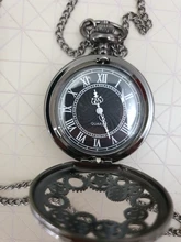 Steampunk, antigua de cobre, hueco, de cuarzo, de bolsillo, collar, colgante, reloj, cadena, hombre y mujer